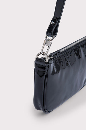By Far Mini Rachel Black Patent Leather Shoulder Bag