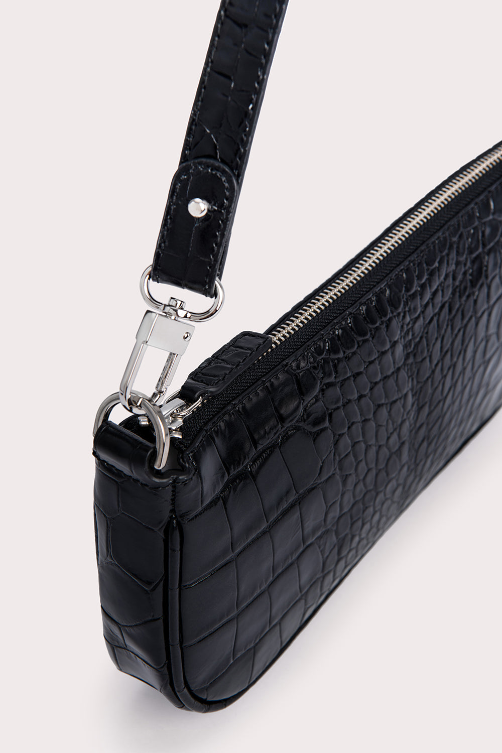 Rachel Black Croco Embossed Leather