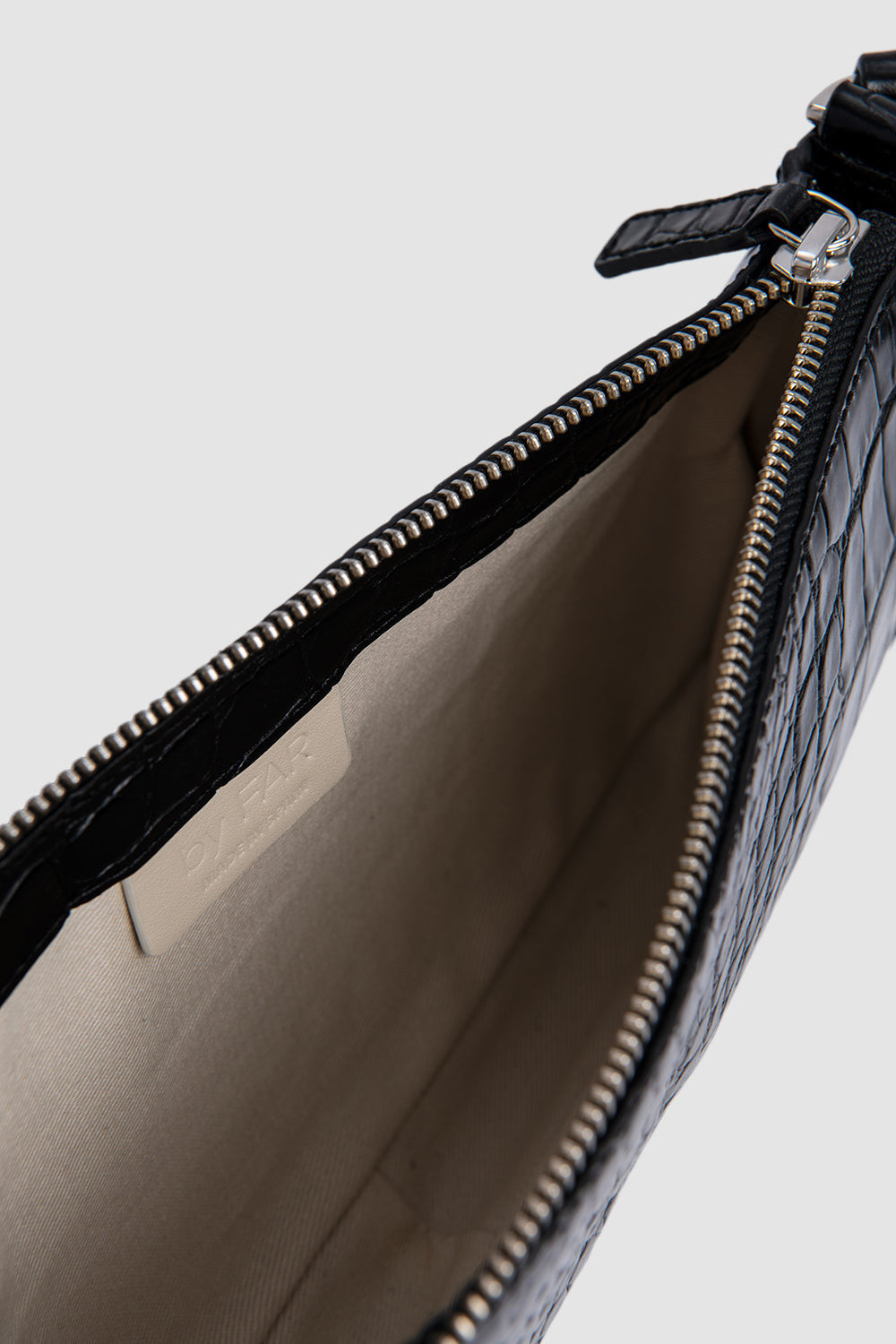 Rachel Black Croco Embossed Leather Shoulder Bag