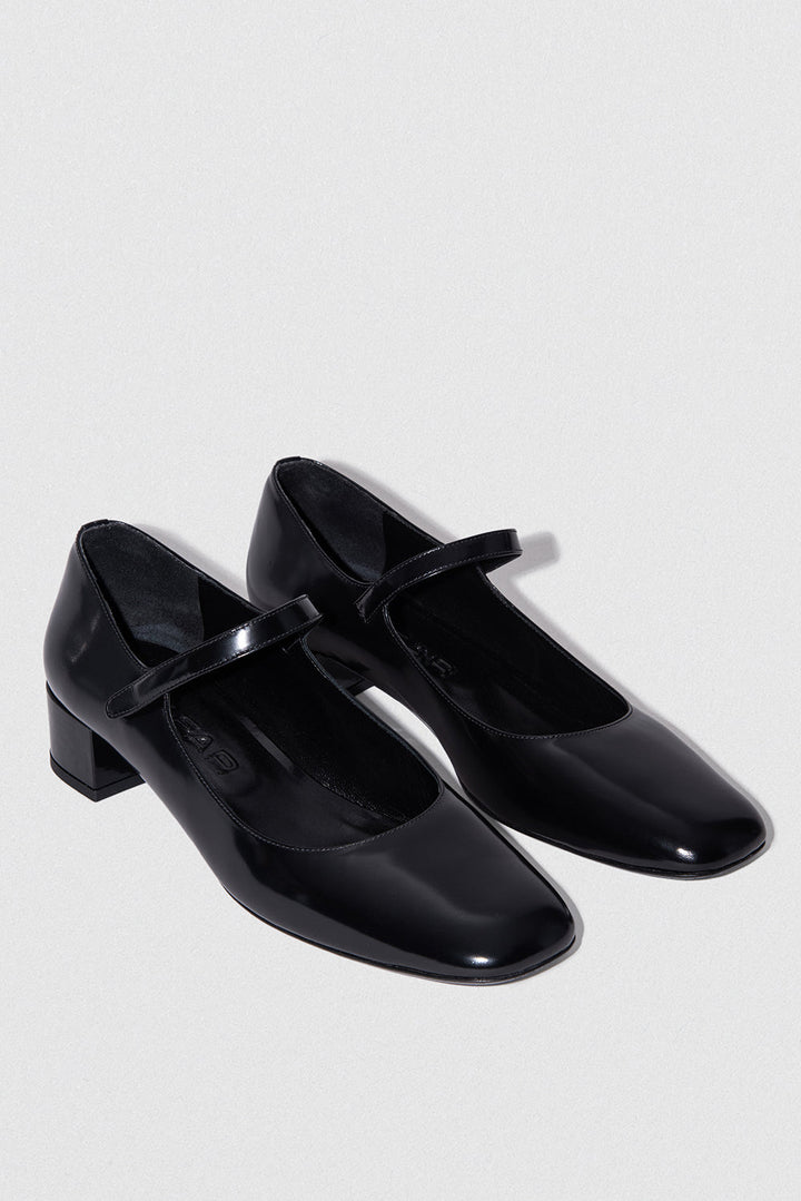 Ginny Black Semi Patent Leather Mary Jane Pump