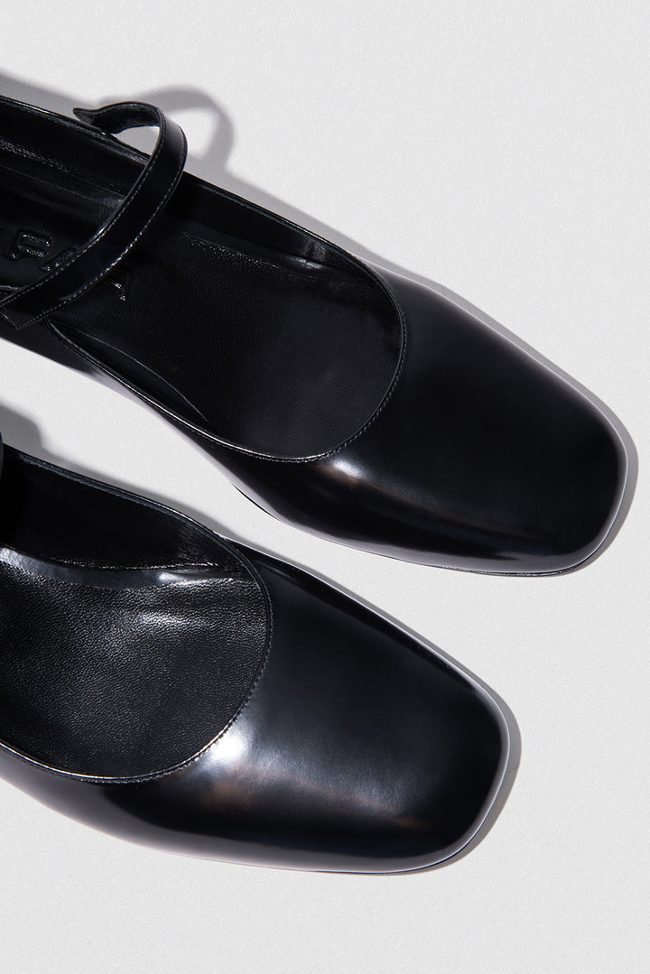Ginny Black Semi Patent Leather Mary Jane Pump
