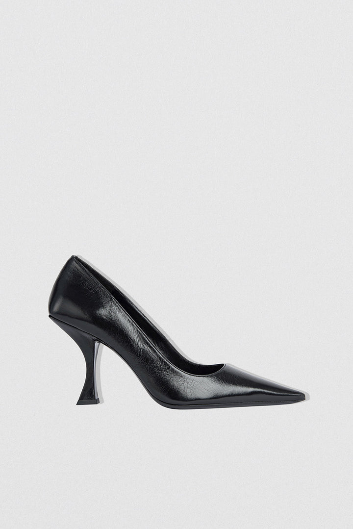 Viva Black Creased Leather Pump