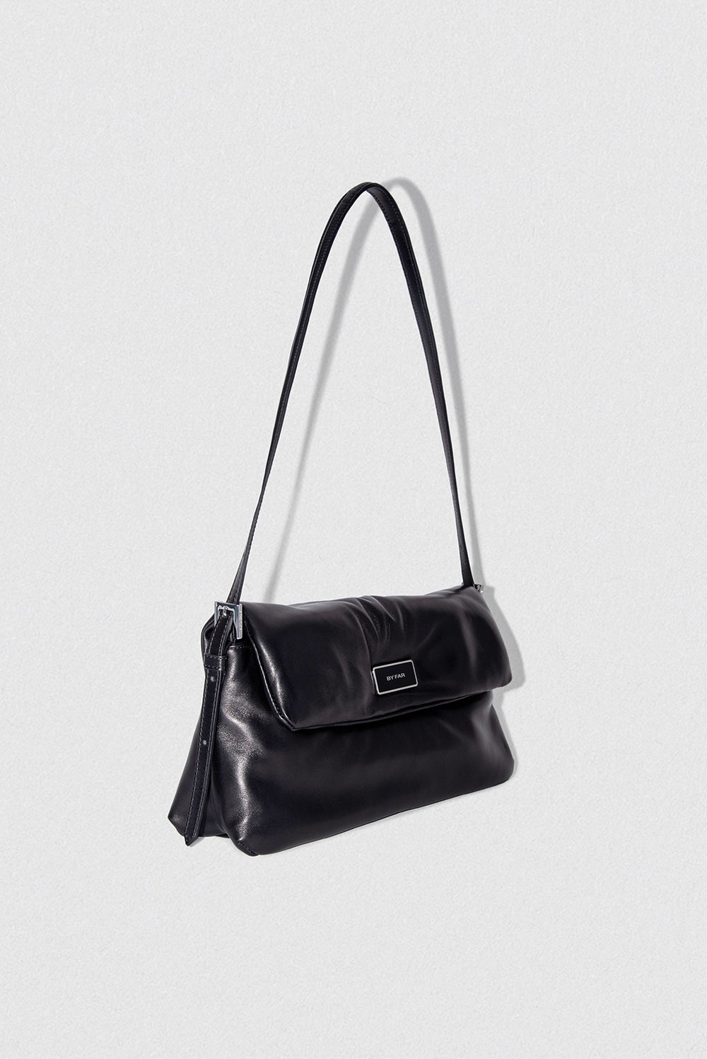 Puffy Tilda Black Lamb Nappa Leather Shoulder Bag