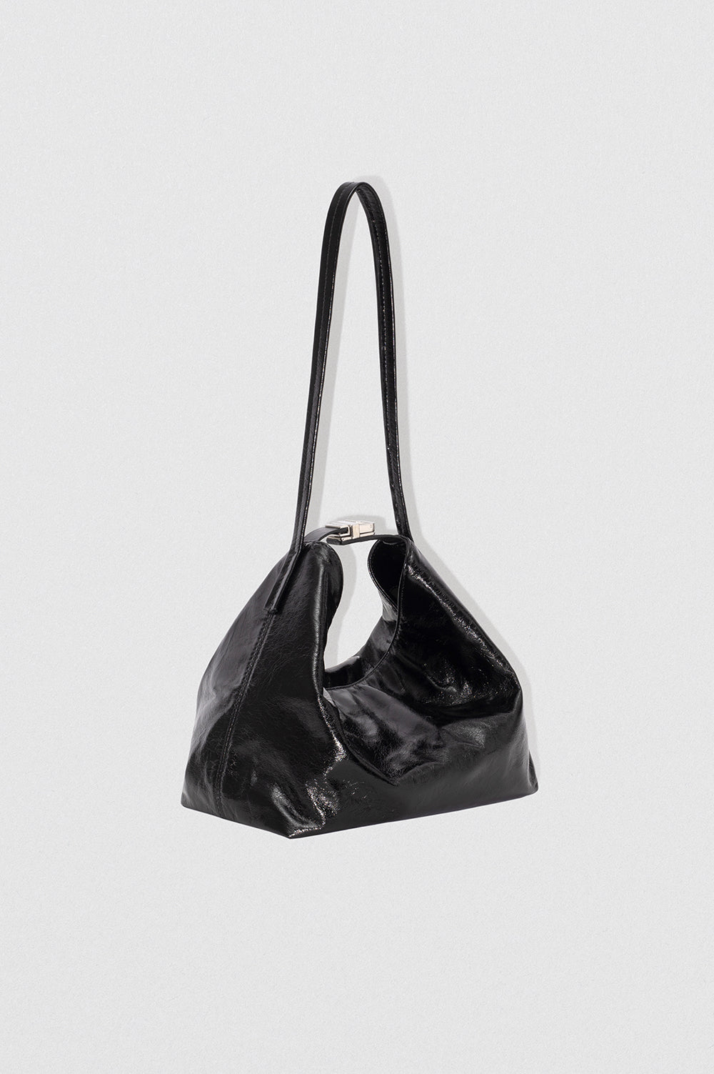 Bea Black Creased Leather Hobo Bag
