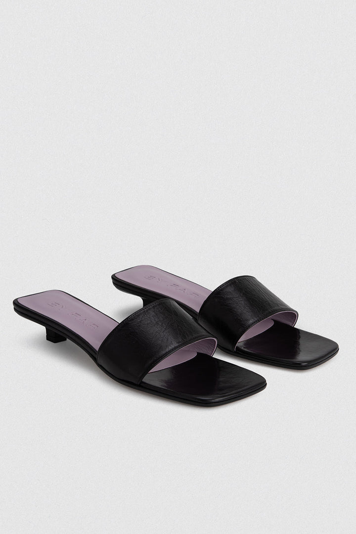 Ceni Black Creased Leather Slip-On