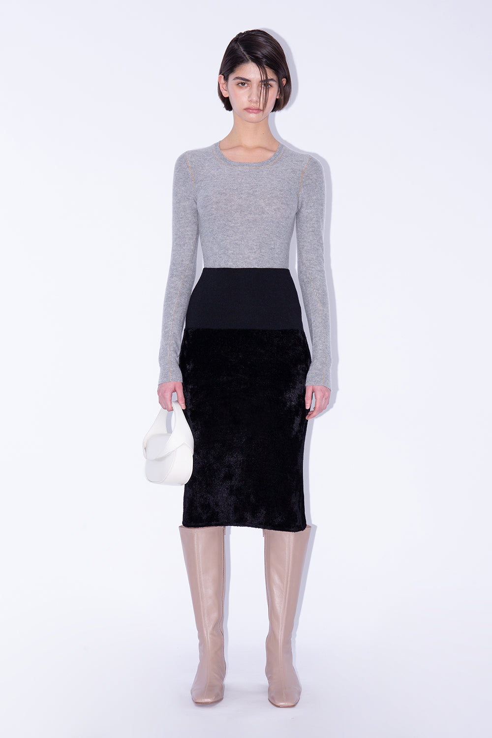 Lucille Skirt Black Velvet Knit