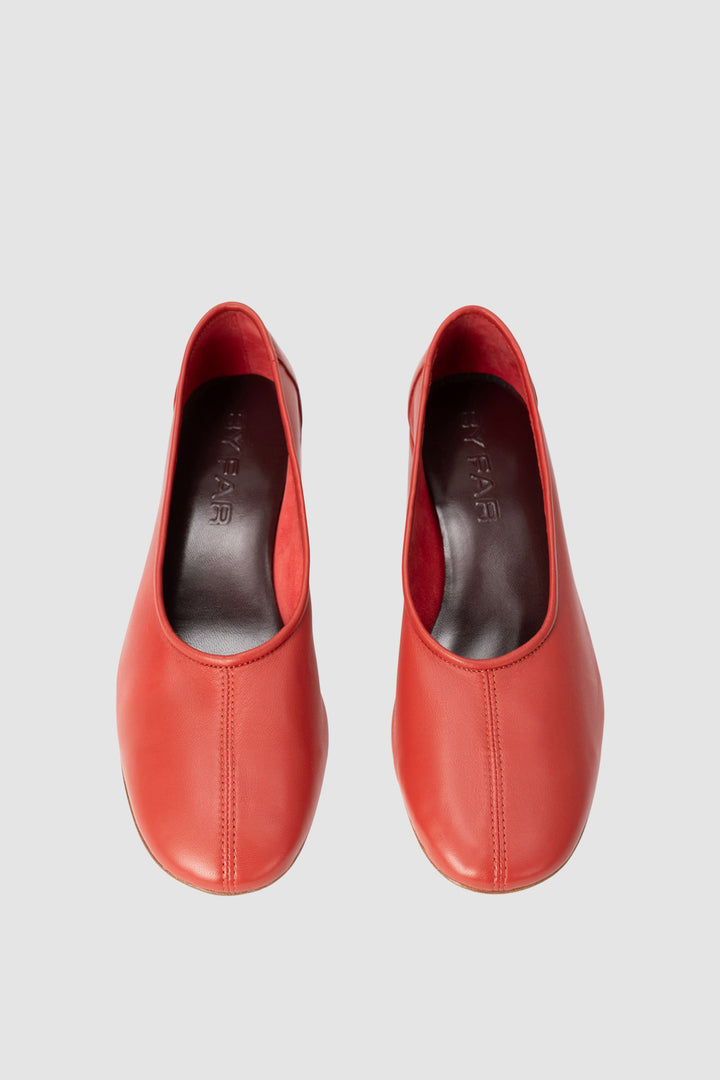 Prudence 45 Blood Red Nappa Leather Ballet-Style Pump