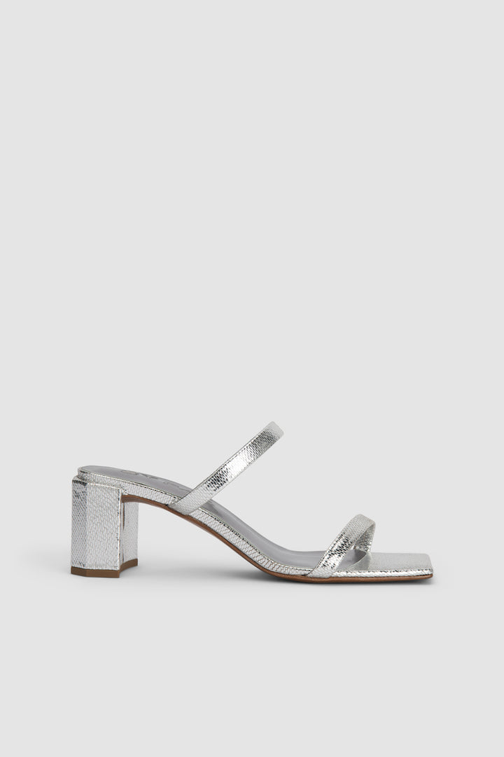 Tanya Silver Disco Leather Slip-On Mule