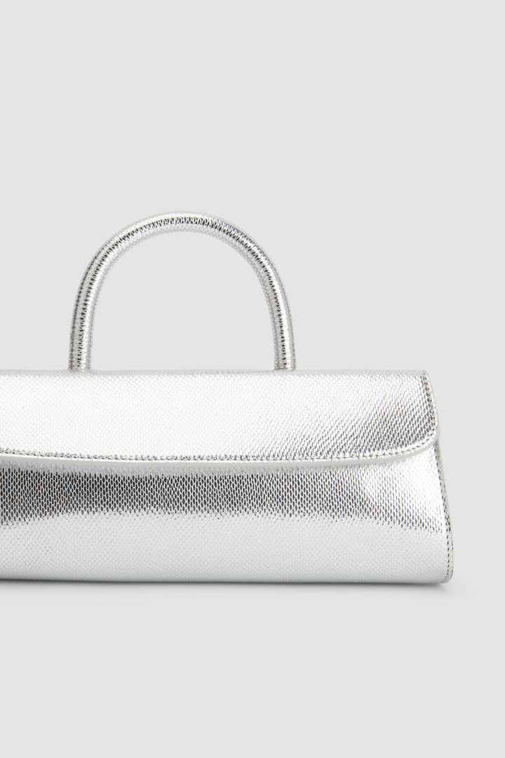 Mini Longa Silver Disco Leather Top-Handle Bag