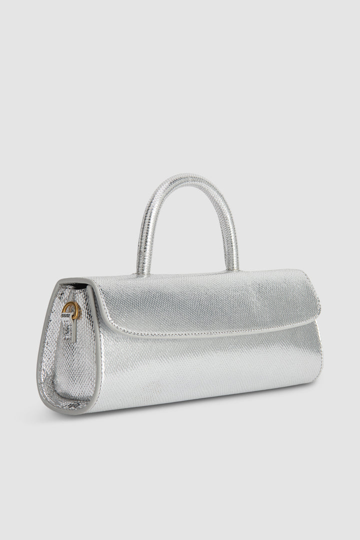 Mini Longa Silver Disco Leather Top-Handle Bag