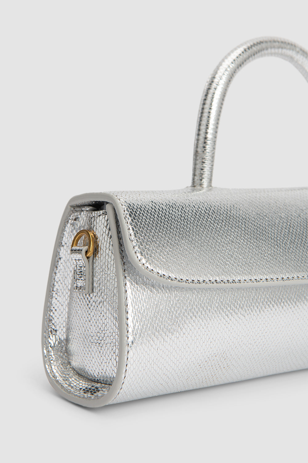 Mini Longa Silver Disco Leather Top-Handle Bag