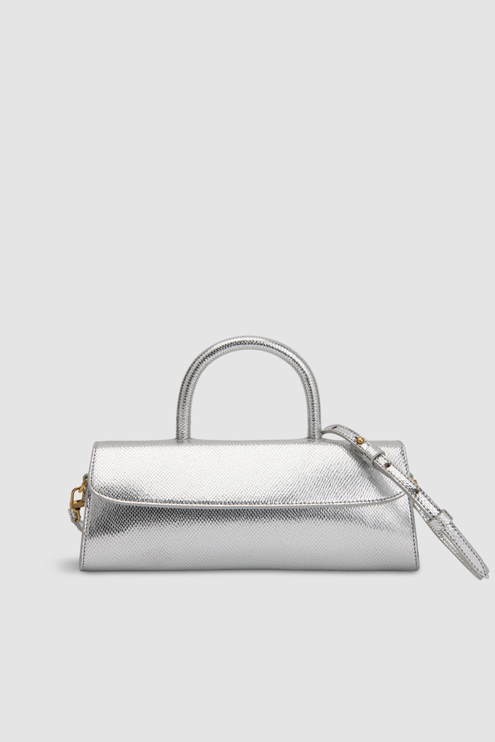 Mini Longa Silver Disco Leather Top-Handle Bag