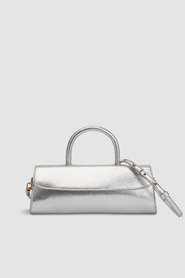 Mini Longa Silver Disco Leather Top-Handle Bag