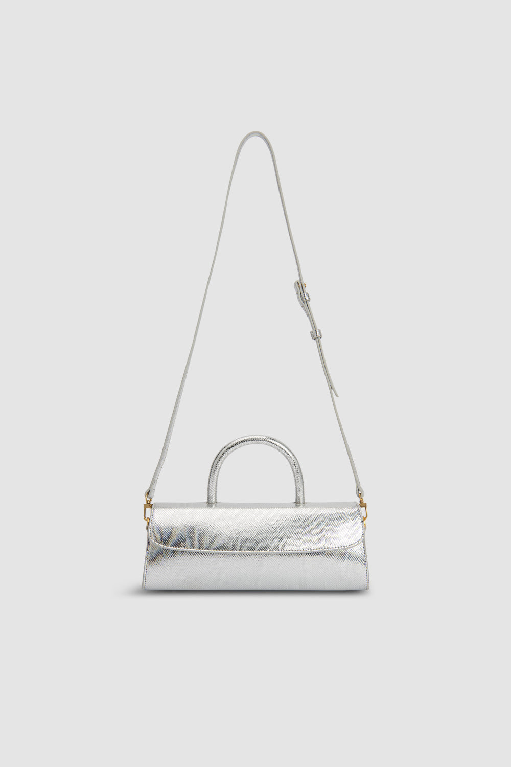 Mini Longa Silver Disco Leather Top-Handle Bag