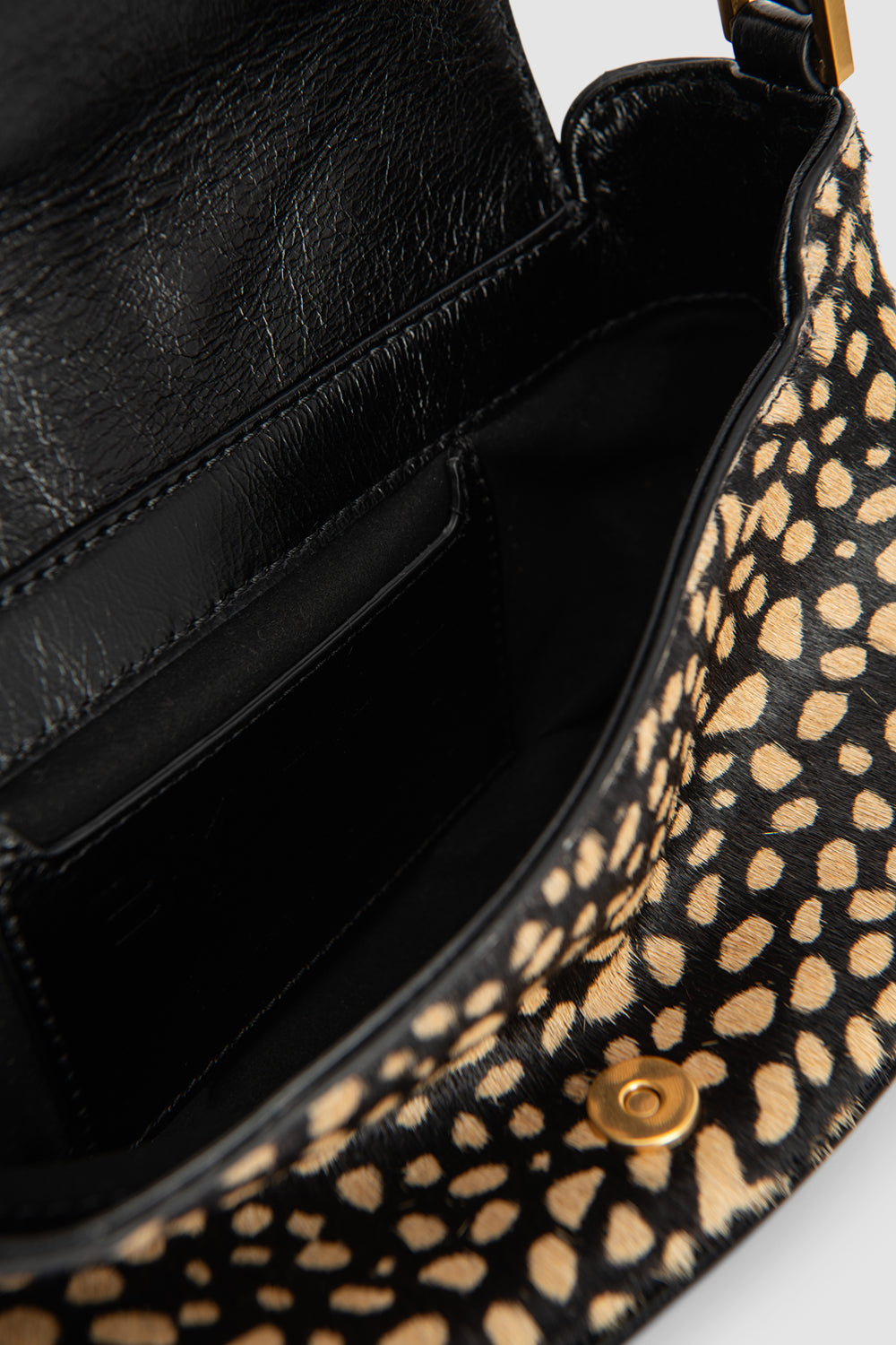 Miranda Baguette Black Cheetah Pony Hair Leather Shoulder Bag