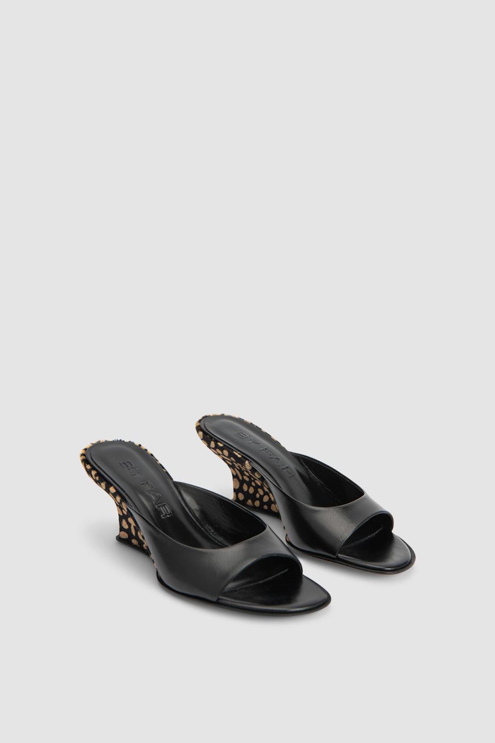 Caroo Black Cheetah Pony Hair Mule