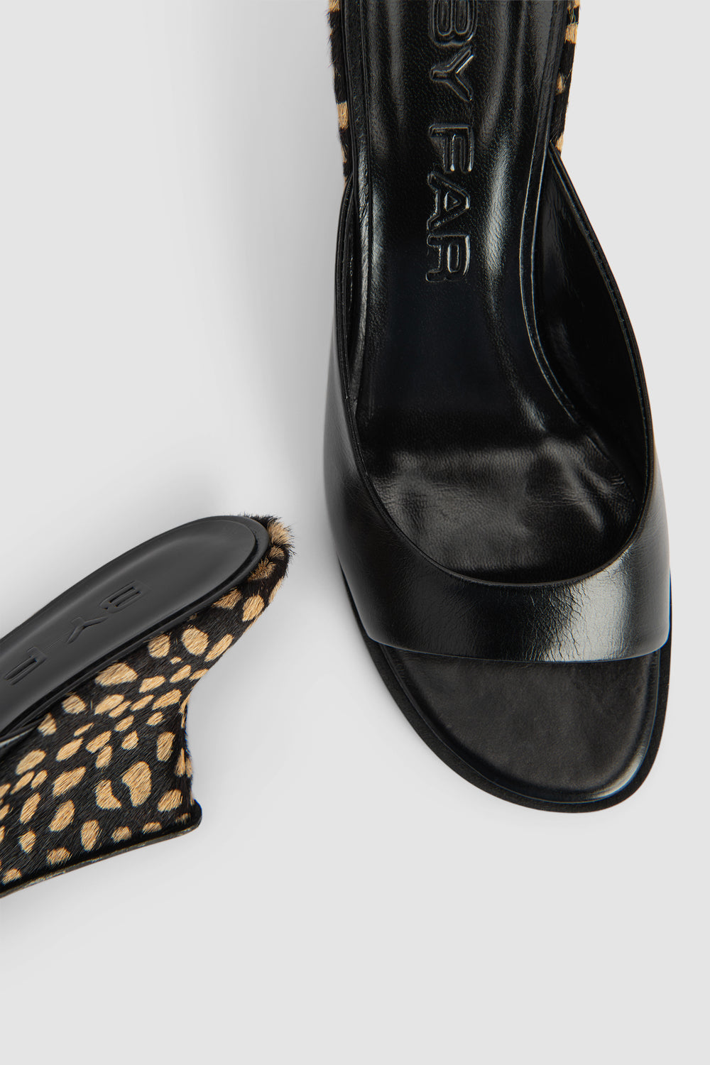 Caroo Black Cheetah Pony Hair Mule