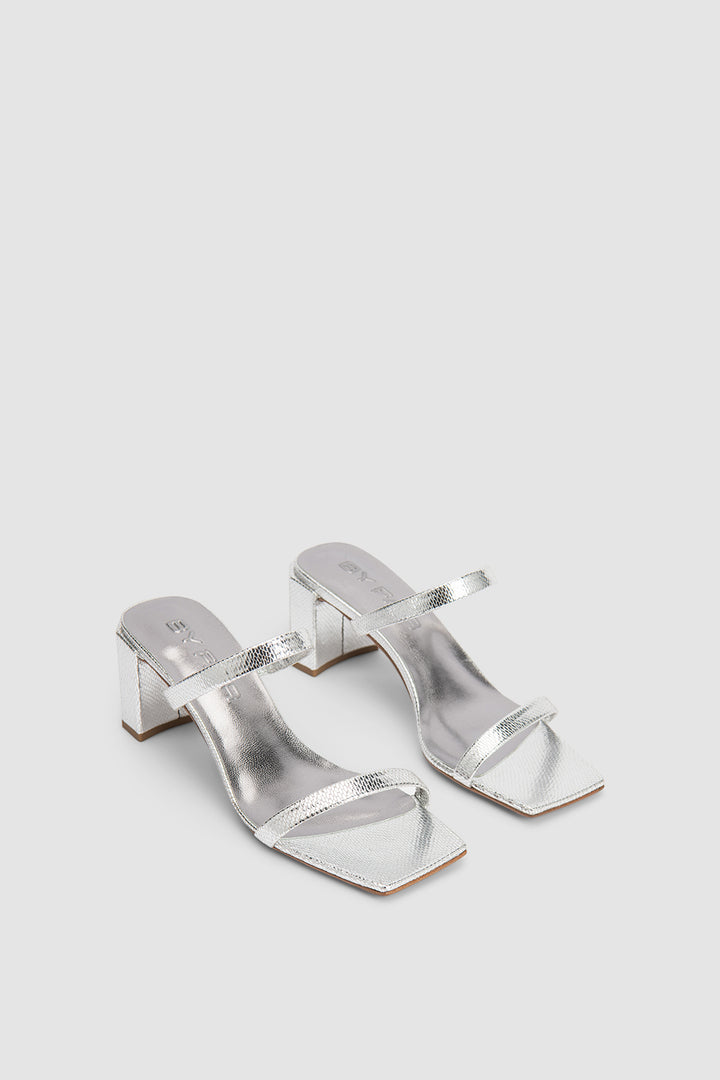 Tanya Silver Disco Leather Slip-On Mule