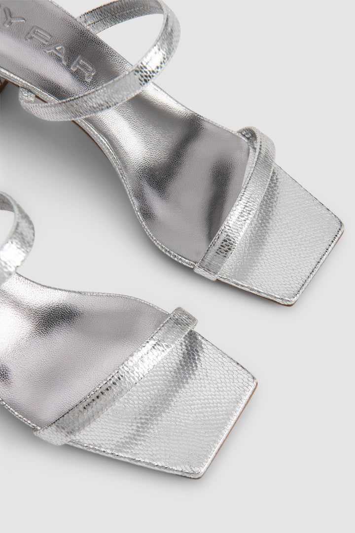 Tanya Silver Disco Leather Slip-On Mule