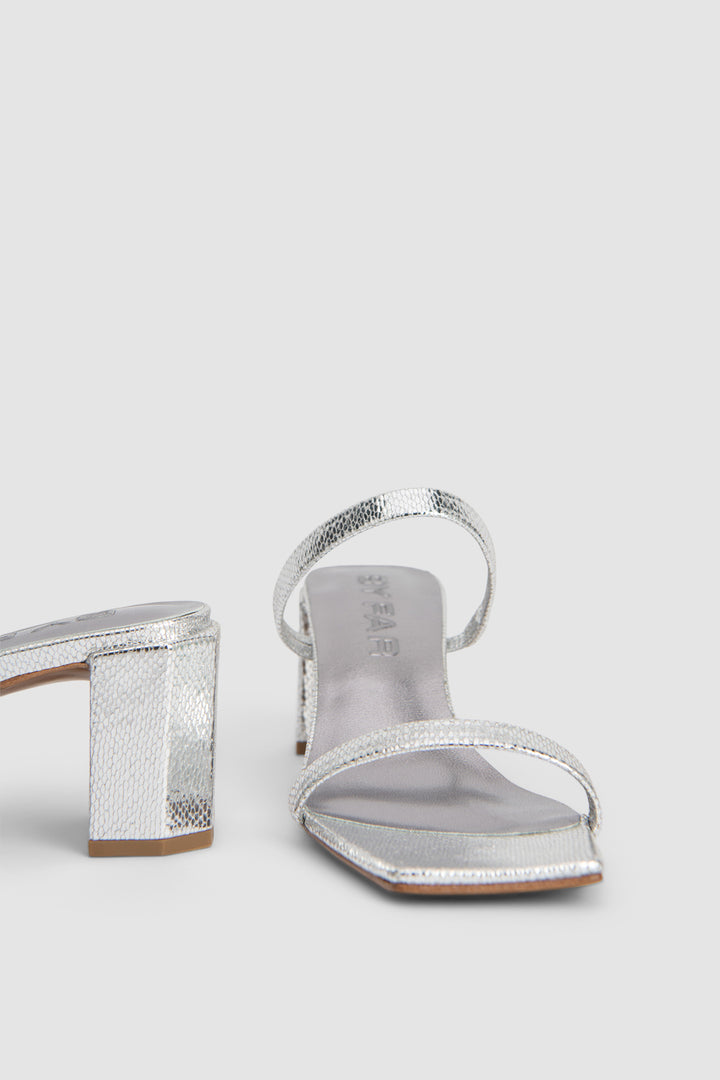 Tanya Silver Disco Leather Slip-On Mule