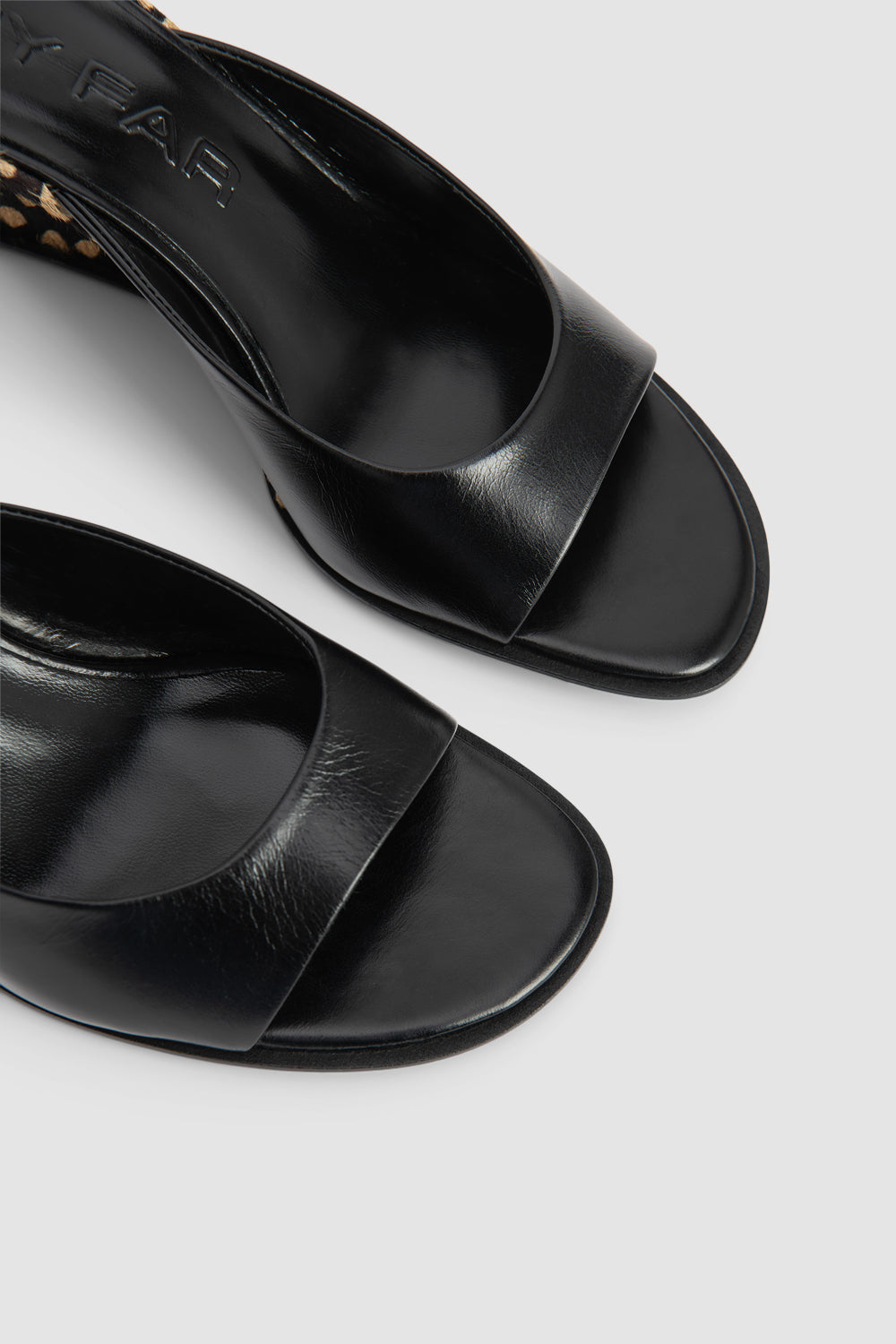 Caroo Black Cheetah Pony Hair Mule