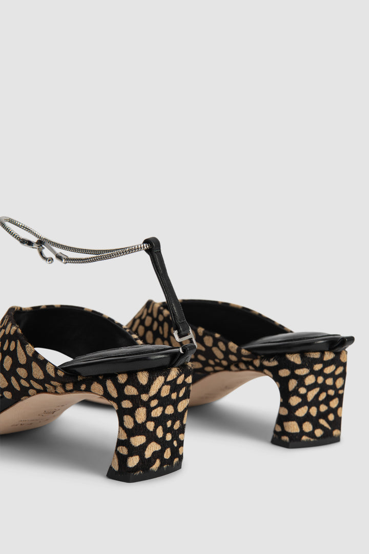 Dasha Heel Black Cheetah Pony Hair