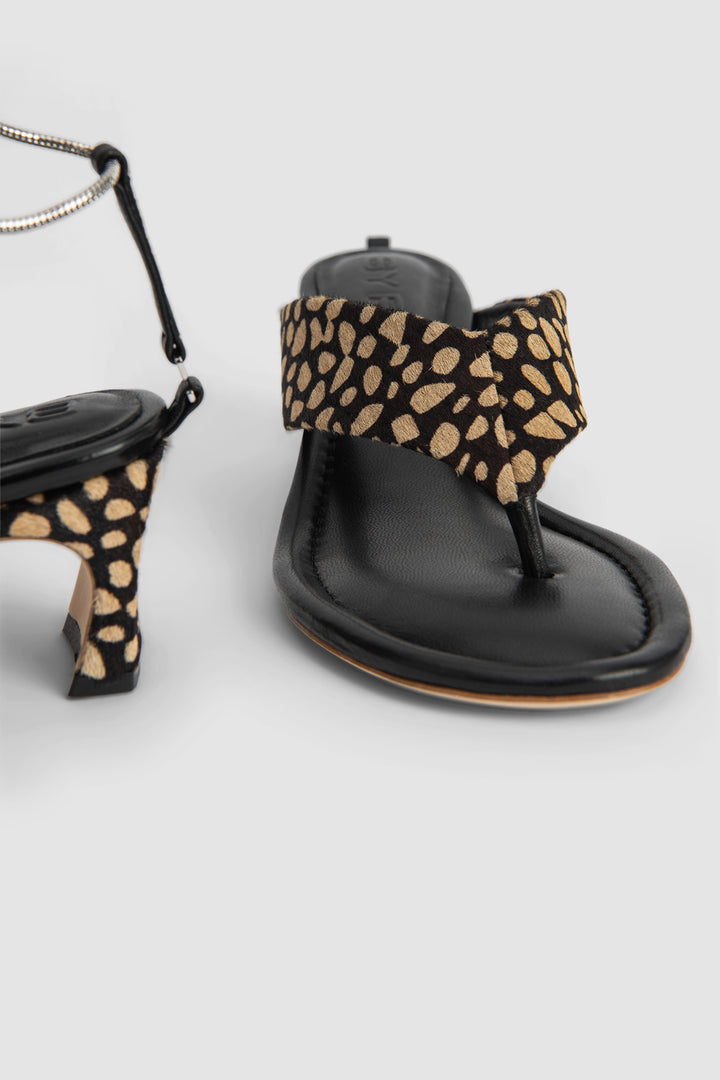 Dasha Heel Black Cheetah Pony Hair