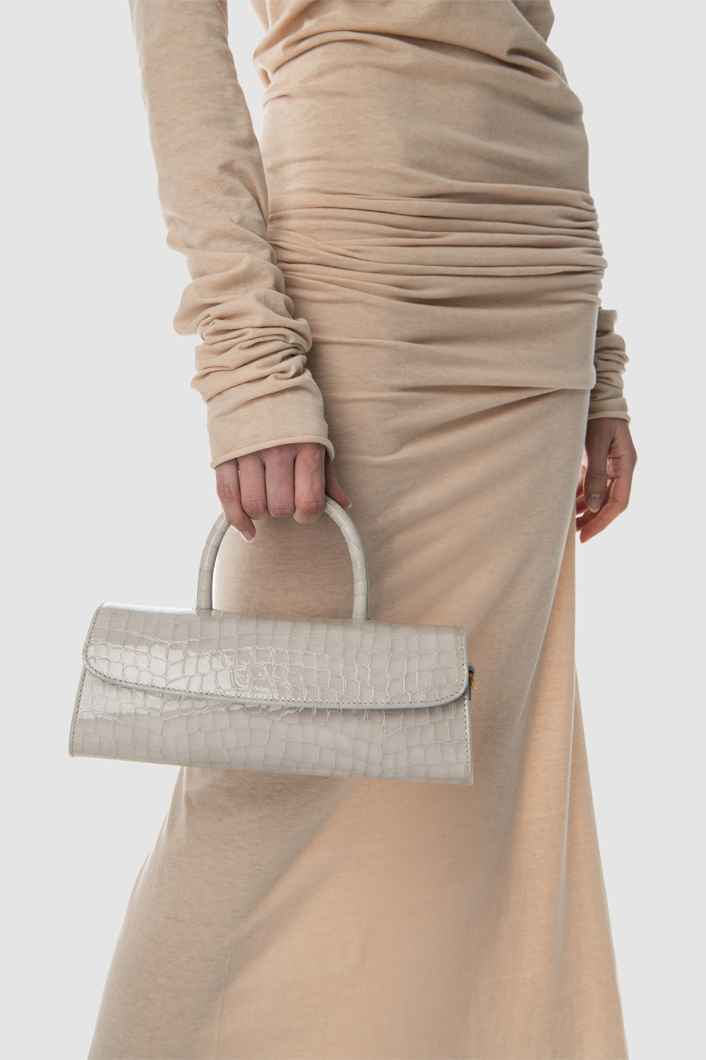 Mini Longa Croco Embossed Top-Handle Bag