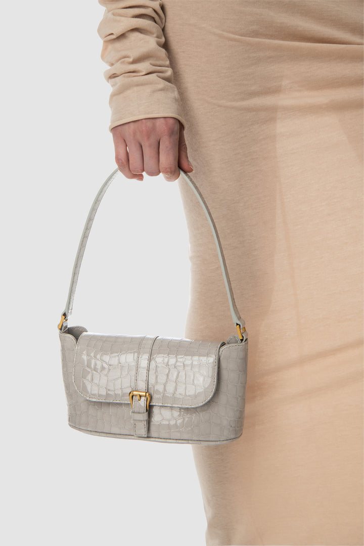 Miranda Baguette Croco Embossed Shoulder Bag