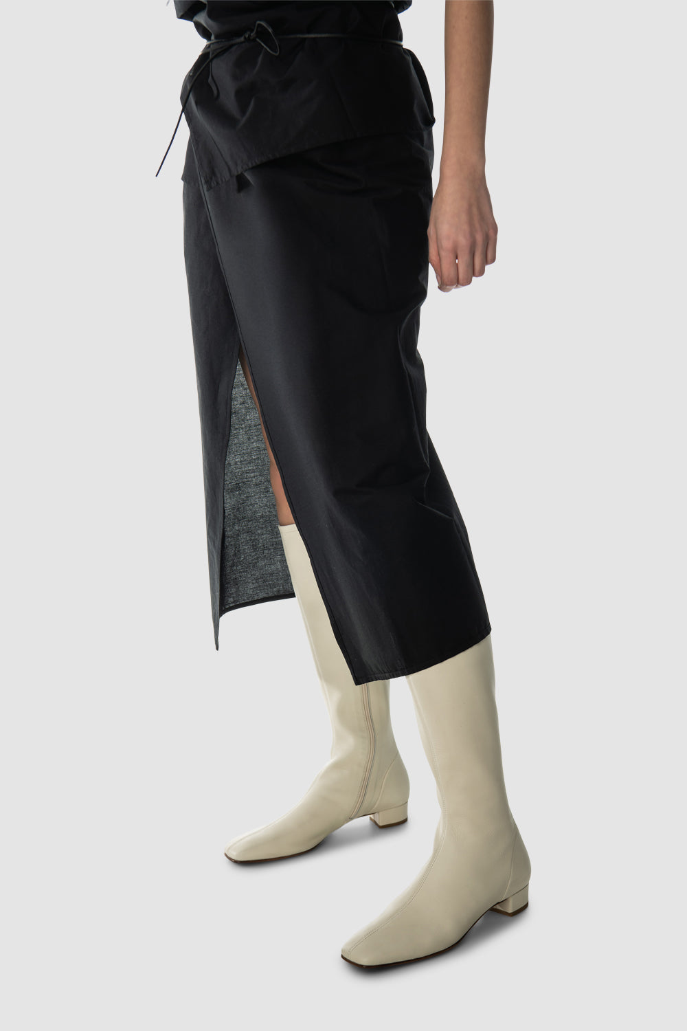 Edie Off White Leather Knee-High Boot