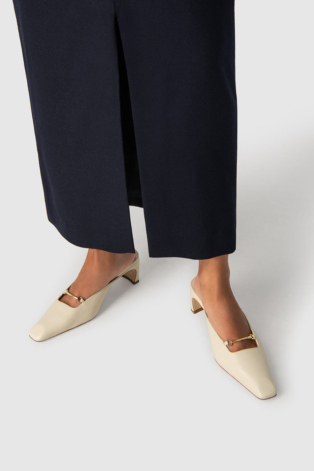 Leda Black Lamb Nappa Leather Mule