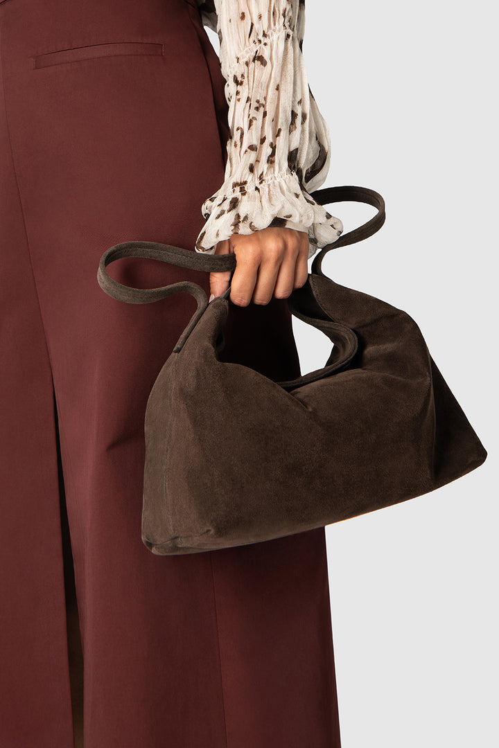 Bea Ristretto Suede Leather Hobo Bag