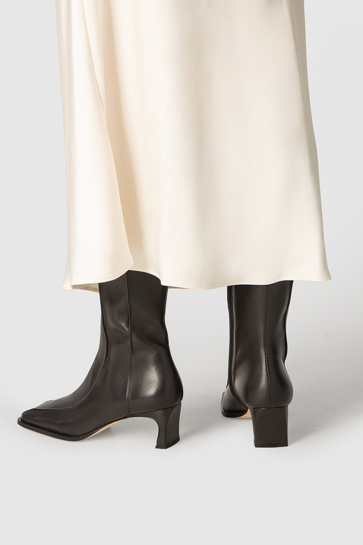 Nieves Black Lamb Nappa Leather Knee-High Boot