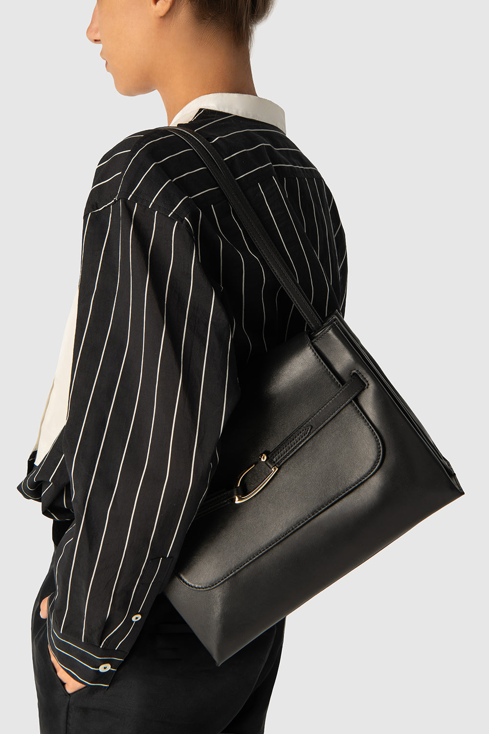 Cora Black Nappa Leather Shoulder Bag