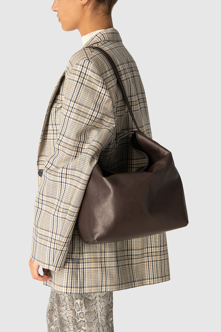 Maxi Bea Ristretto Washed Leather Hobo Bag