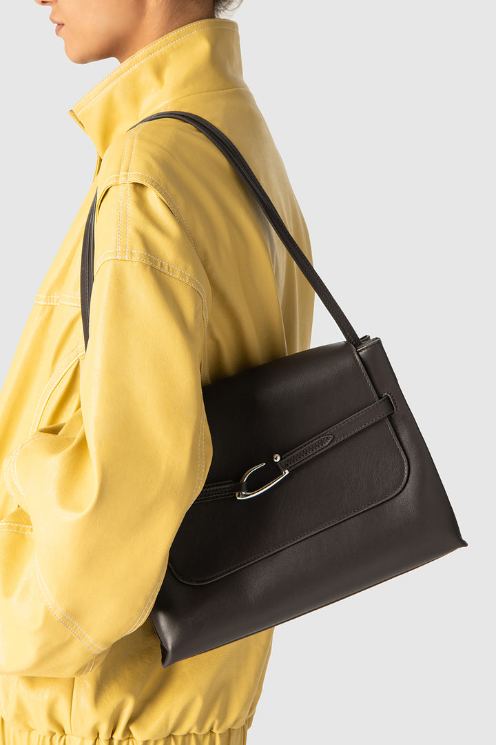 Cora Ristretto Nappa Leather Shoulder Bag