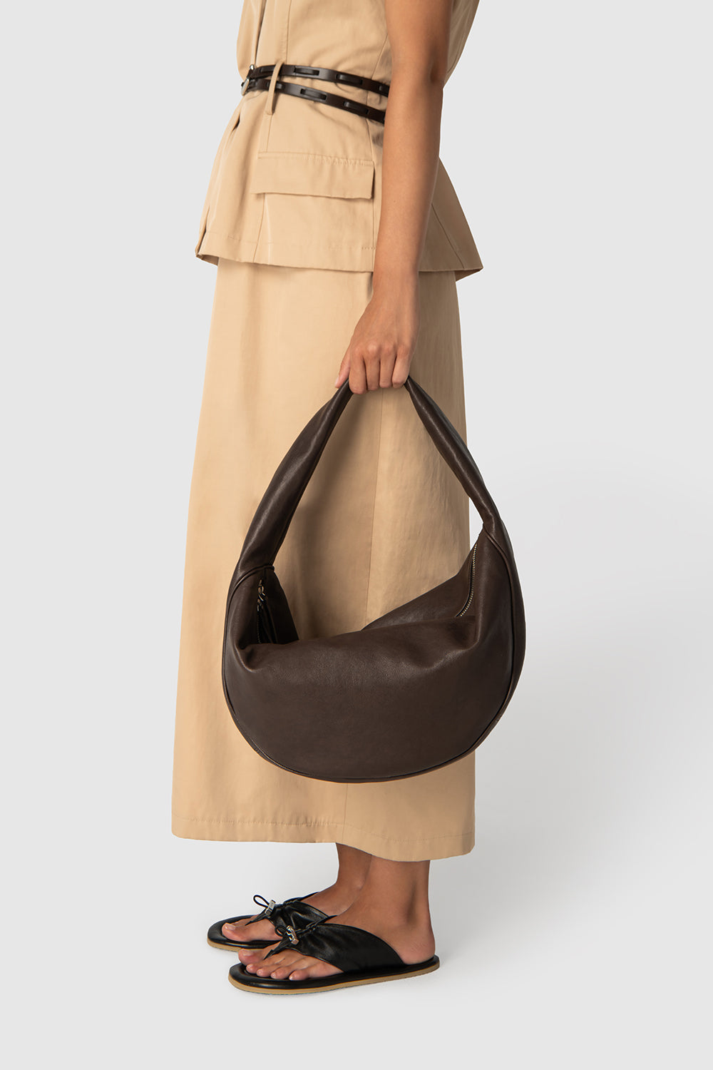 Maxi Cush Ristretto Washed Leather Shoulder Bag