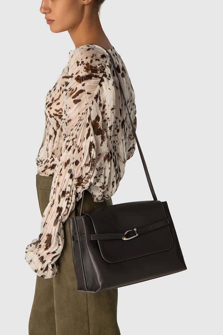 Cora Ristretto Nappa Leather Shoulder Bag