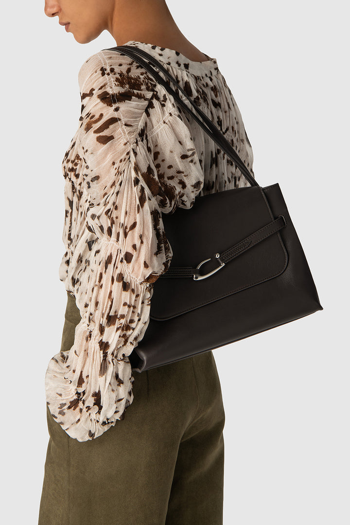 Cora Ristretto Nappa Leather Shoulder Bag