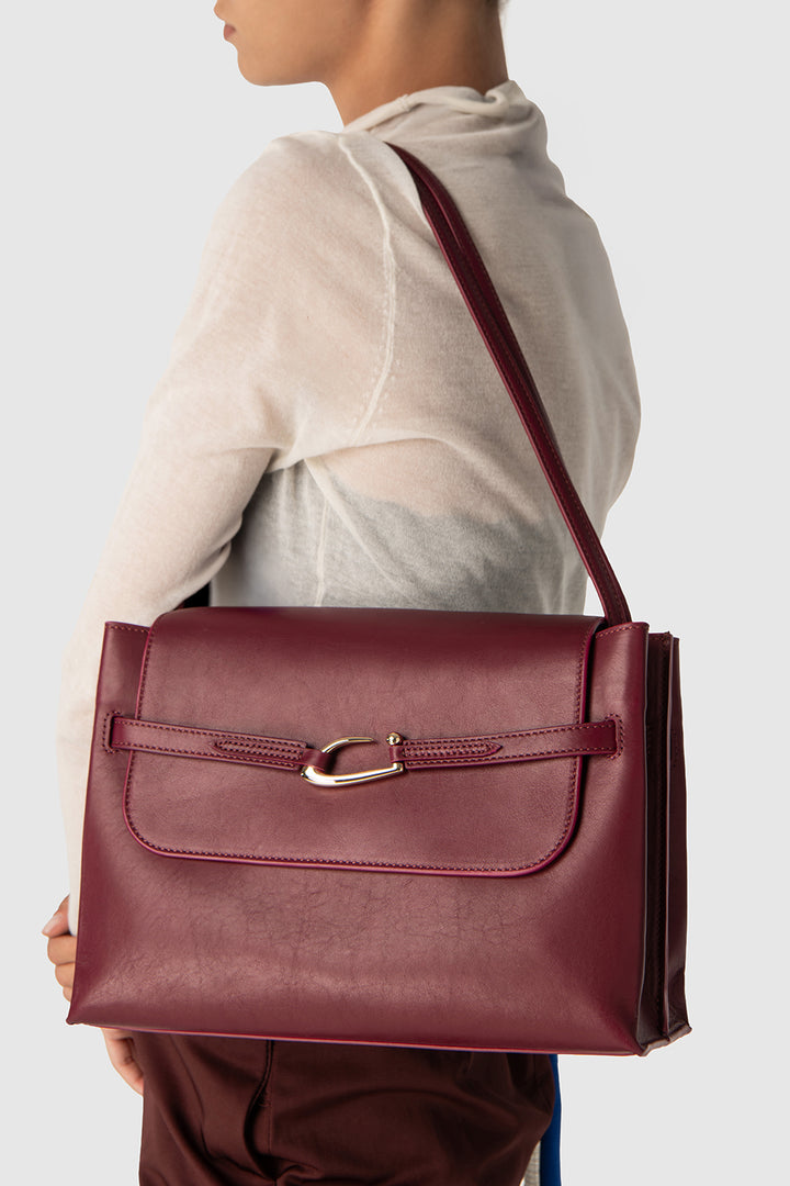 Cora Sour Cherry Nappa Leather Shoulder Bag