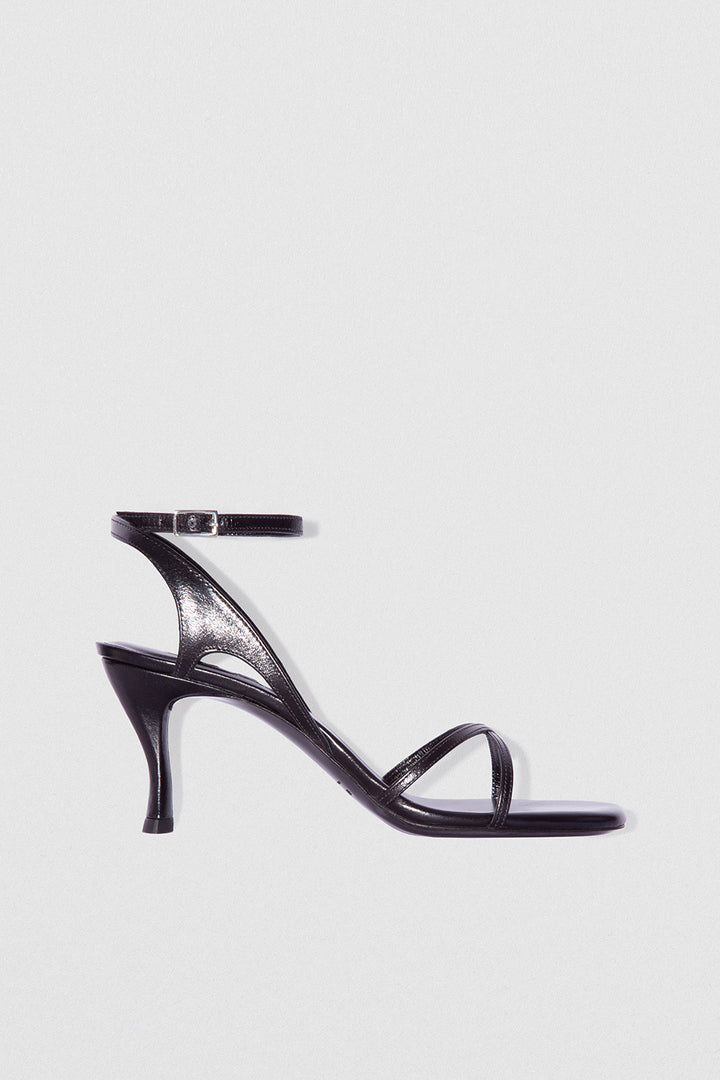 Rosko Black Creased Calf Leather Sandal