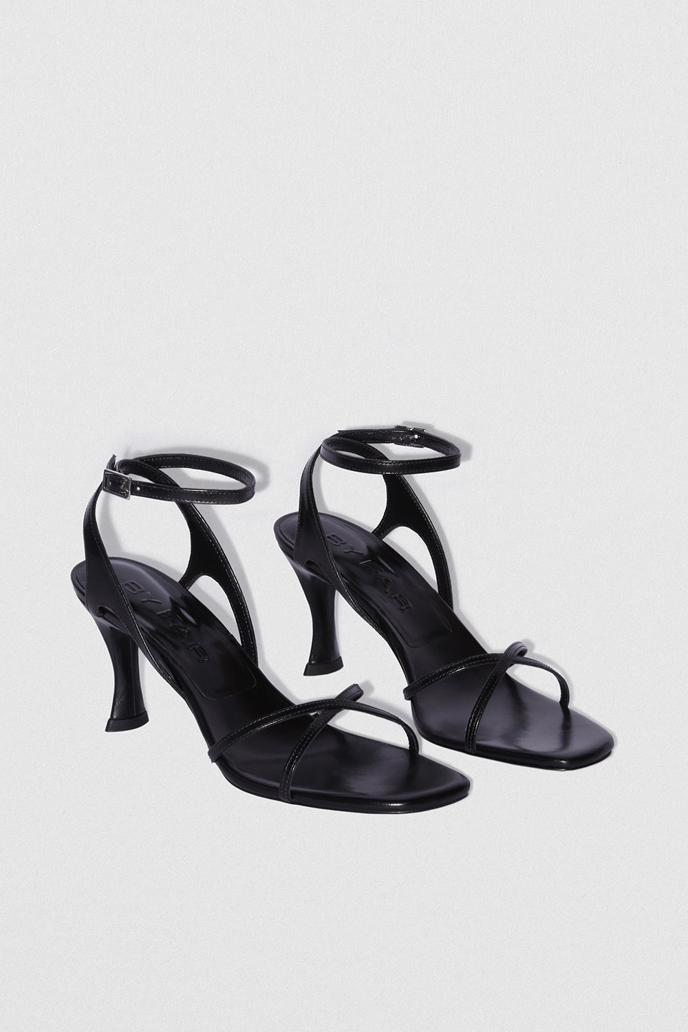 Rosko Black Creased Calf Leather Sandal