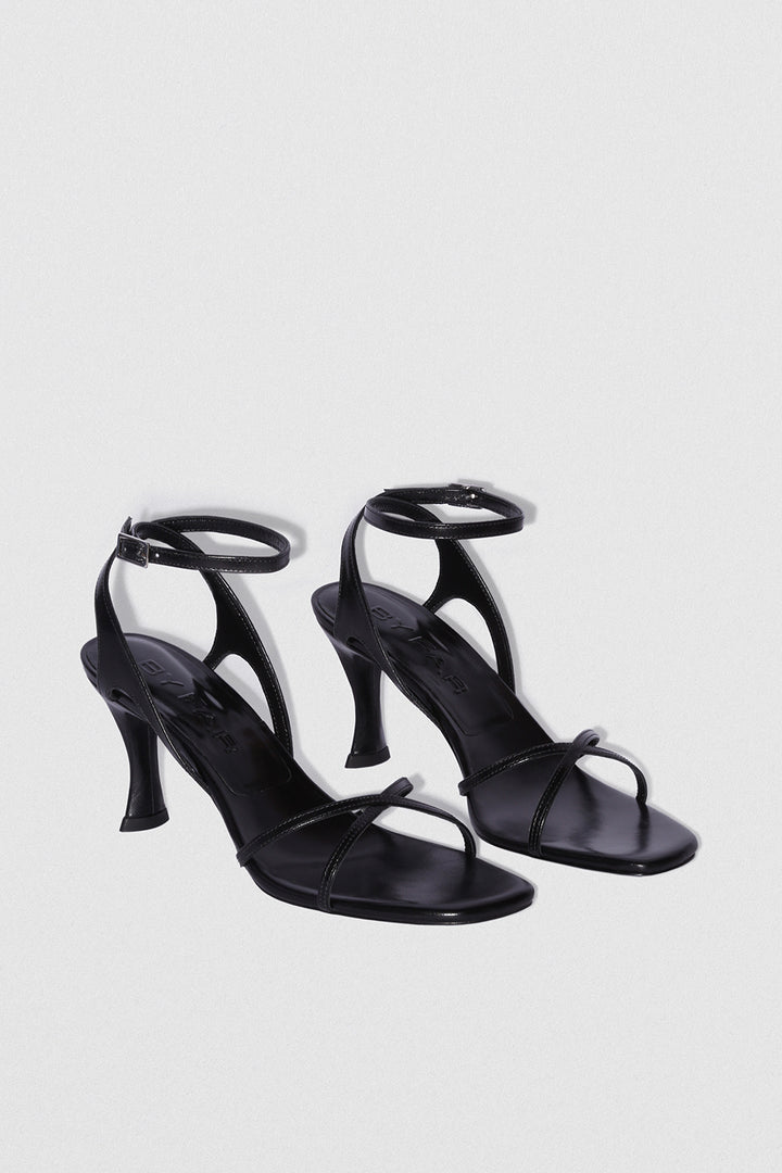 Rosko Black Creased Calf Leather Sandal