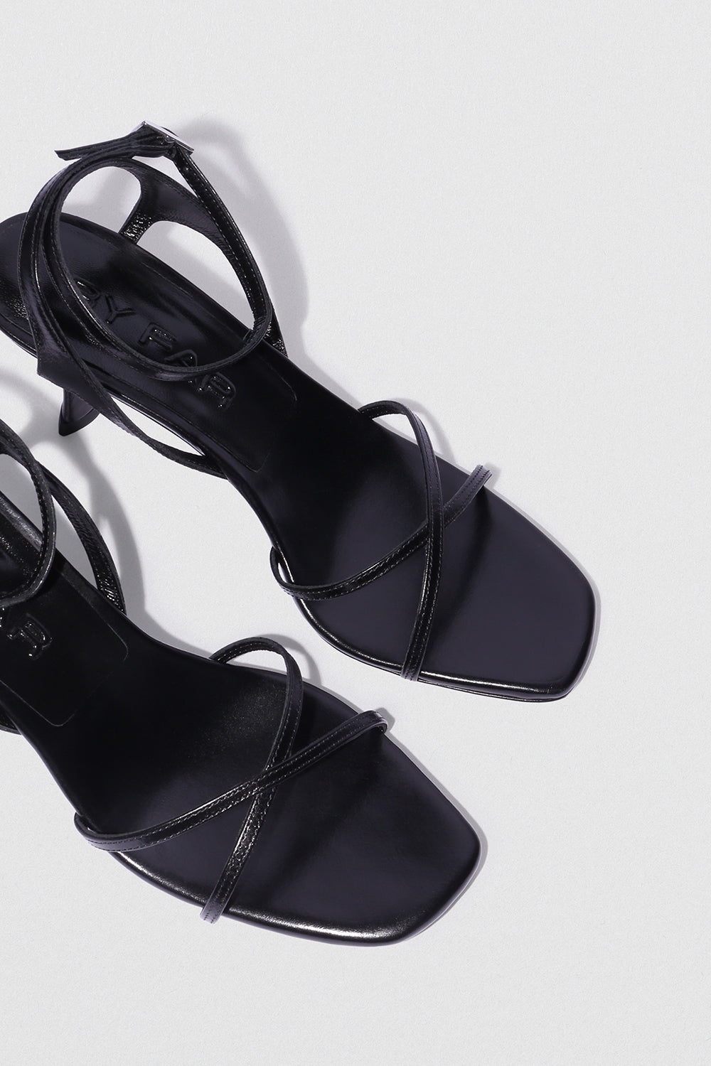 Rosko Black Creased Calf Leather Sandal