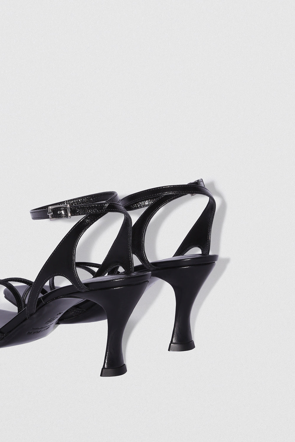Rosko Black Creased Calf Leather Sandal