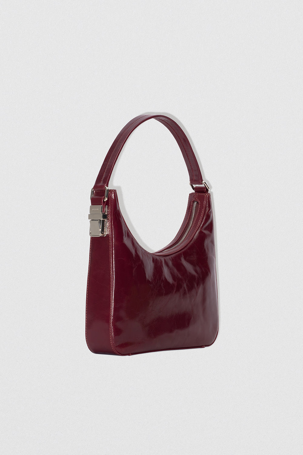 Rhea Sour Cherry Creased Calf Leather Shoulder Bag