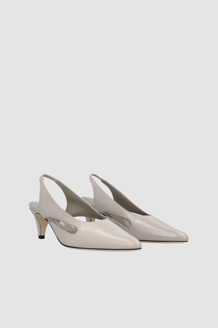 Runa Fossil Glossed Nappa Leather Slingback Pump