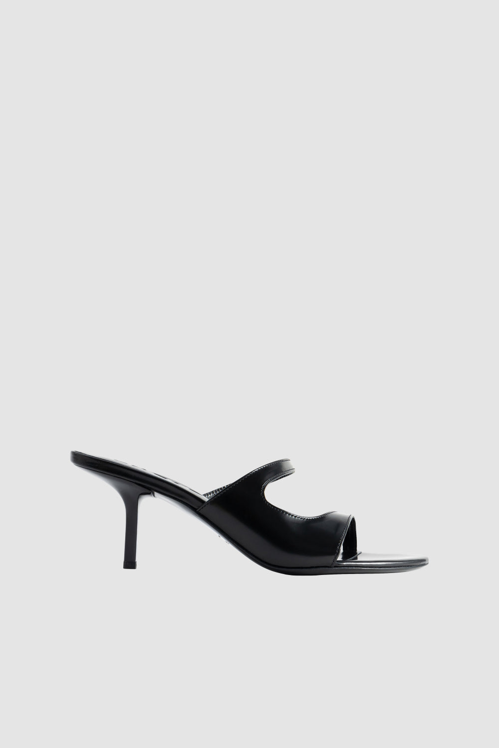 Serena Black Semi Patent Leather Slip-On Mule