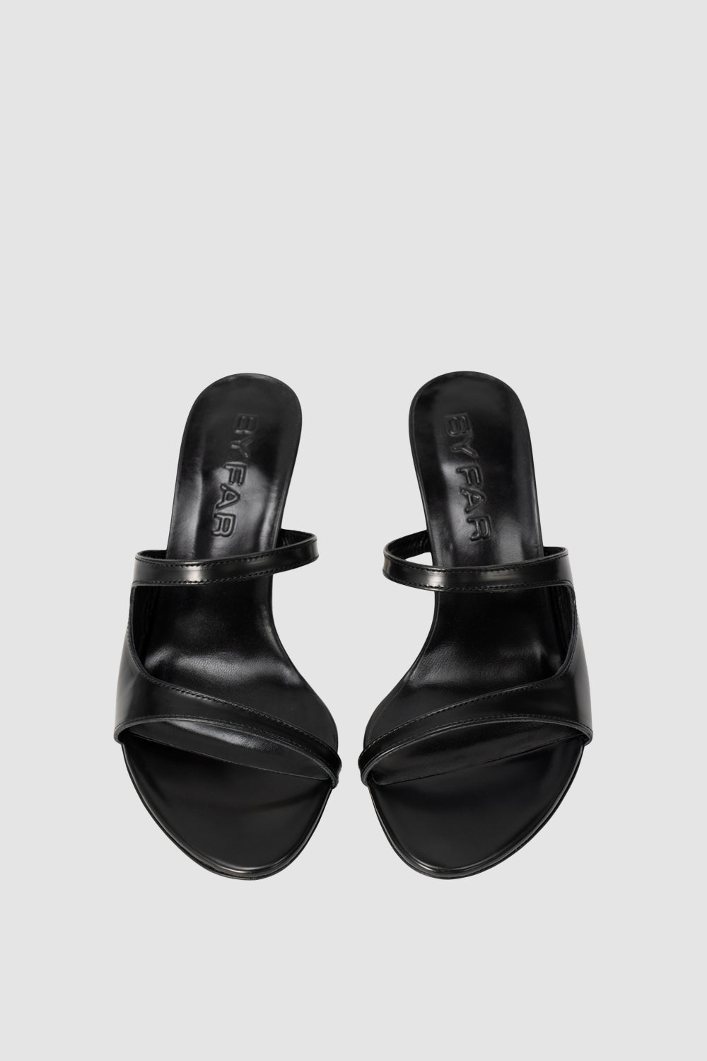 Serena Black Semi Patent Leather Slip-On Mule