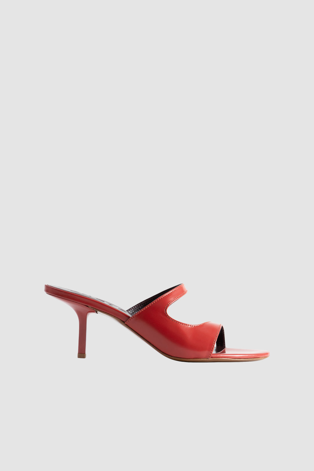 Serena Blood Red Semi Patent Leather Slip-On Mule